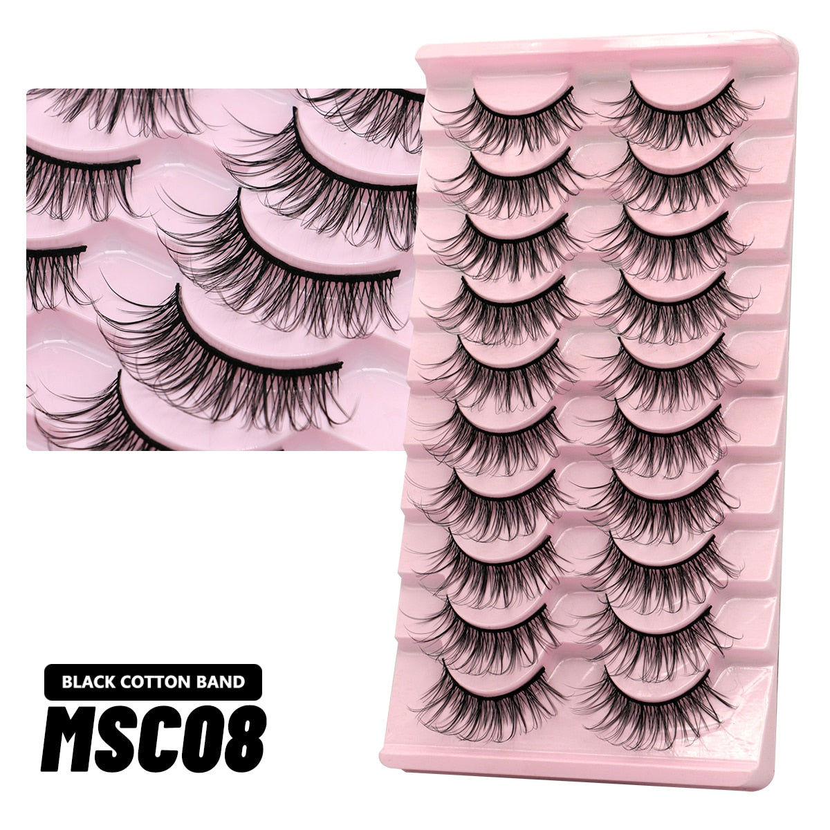 GROINNEYA 10 Pairs Natural False Eyelashes Manga Lashes 3d Faux Mink Lashes Soft Winged Natural Realistic Eyelash Extension