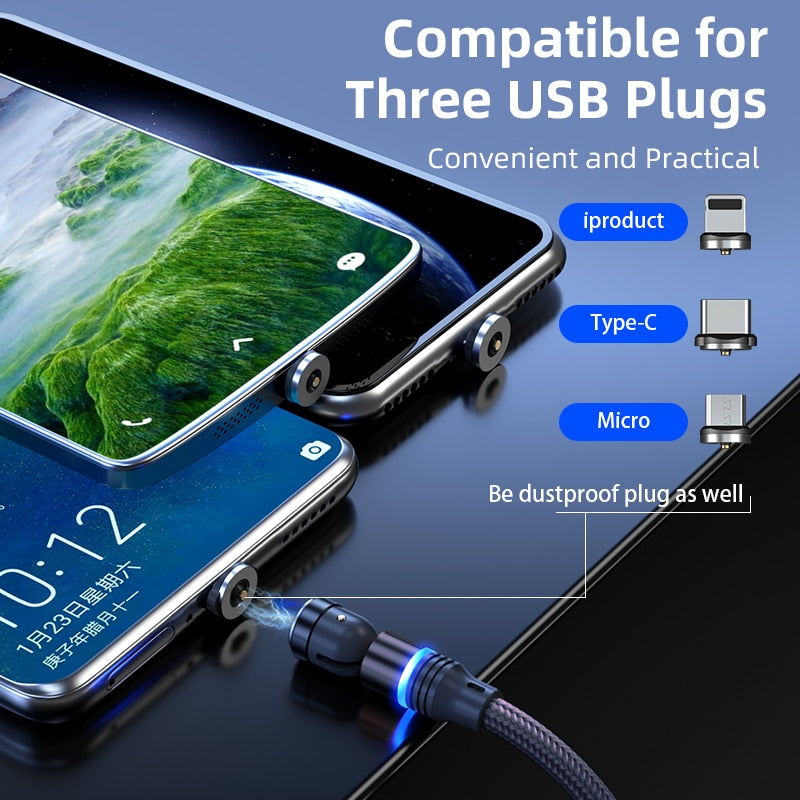 Hot Selling 540° Rotate Magnetic USB Cable Fast Type C Cable Data Charge Micro USB Cable For iPhone 11 Pro Xs X Samsung Xiaomi