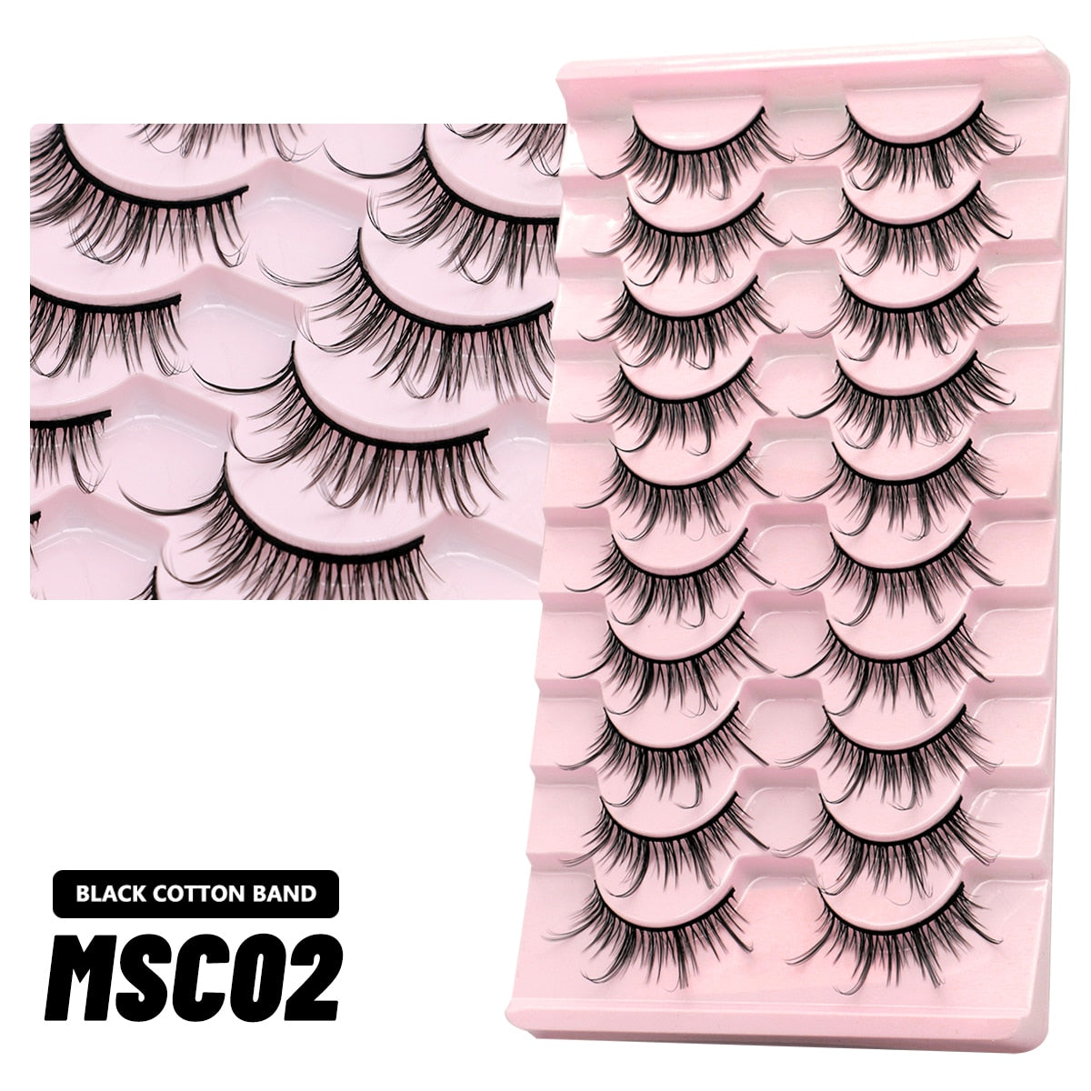 GROINNEYA 10 Pairs Natural False Eyelashes Manga Lashes 3d Faux Mink Lashes Soft Winged Natural Realistic Eyelash Extension