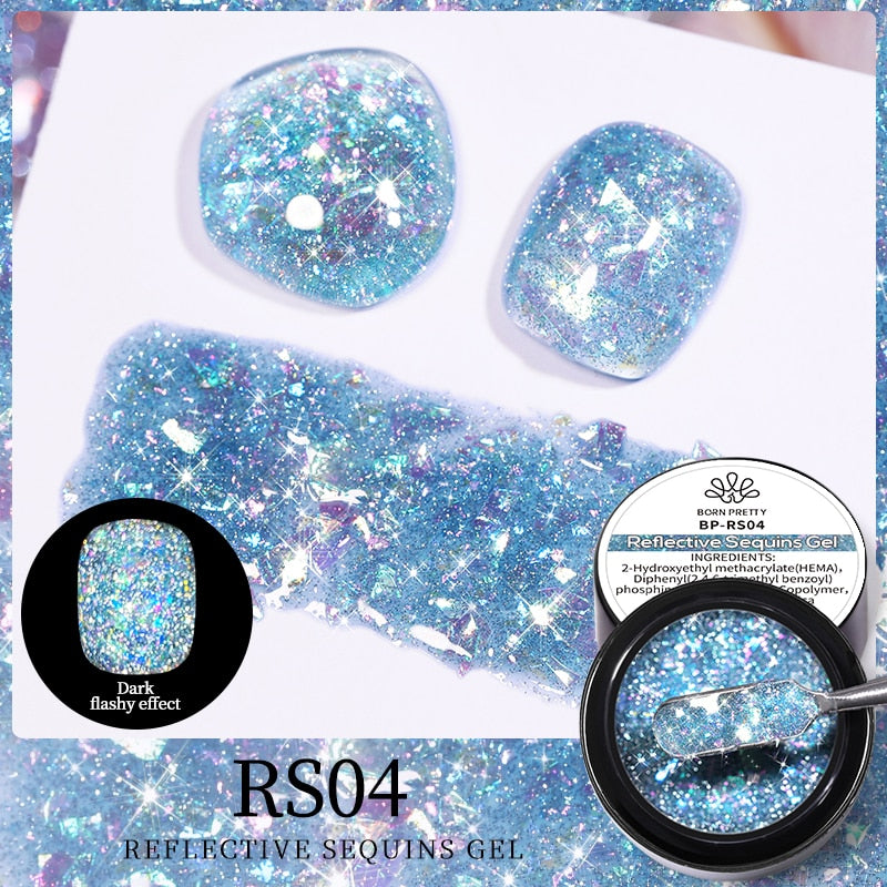 BORN PRETTY Sparkling Metallic Painting Gel Polish Soak Off Gel Nail Polish Flower Drawing Gold Silver Mirror Glitter UV Gel 5ml