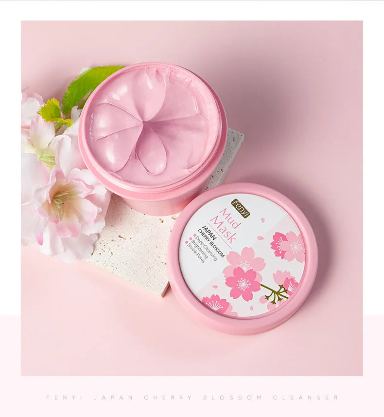 100g Japan Sakura Mud Face Mask Reduce Wrinkle Night Facial Packs Skin Clean Blackhead Pores Smearing Mud Mask Skin Care