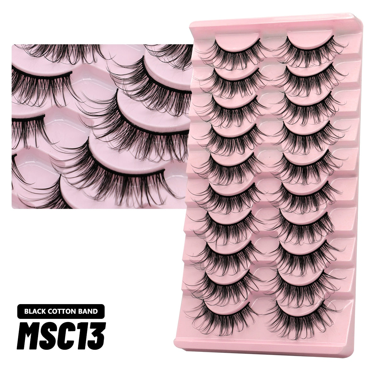 GROINNEYA 10 Pairs Natural False Eyelashes Manga Lashes 3d Faux Mink Lashes Soft Winged Natural Realistic Eyelash Extension