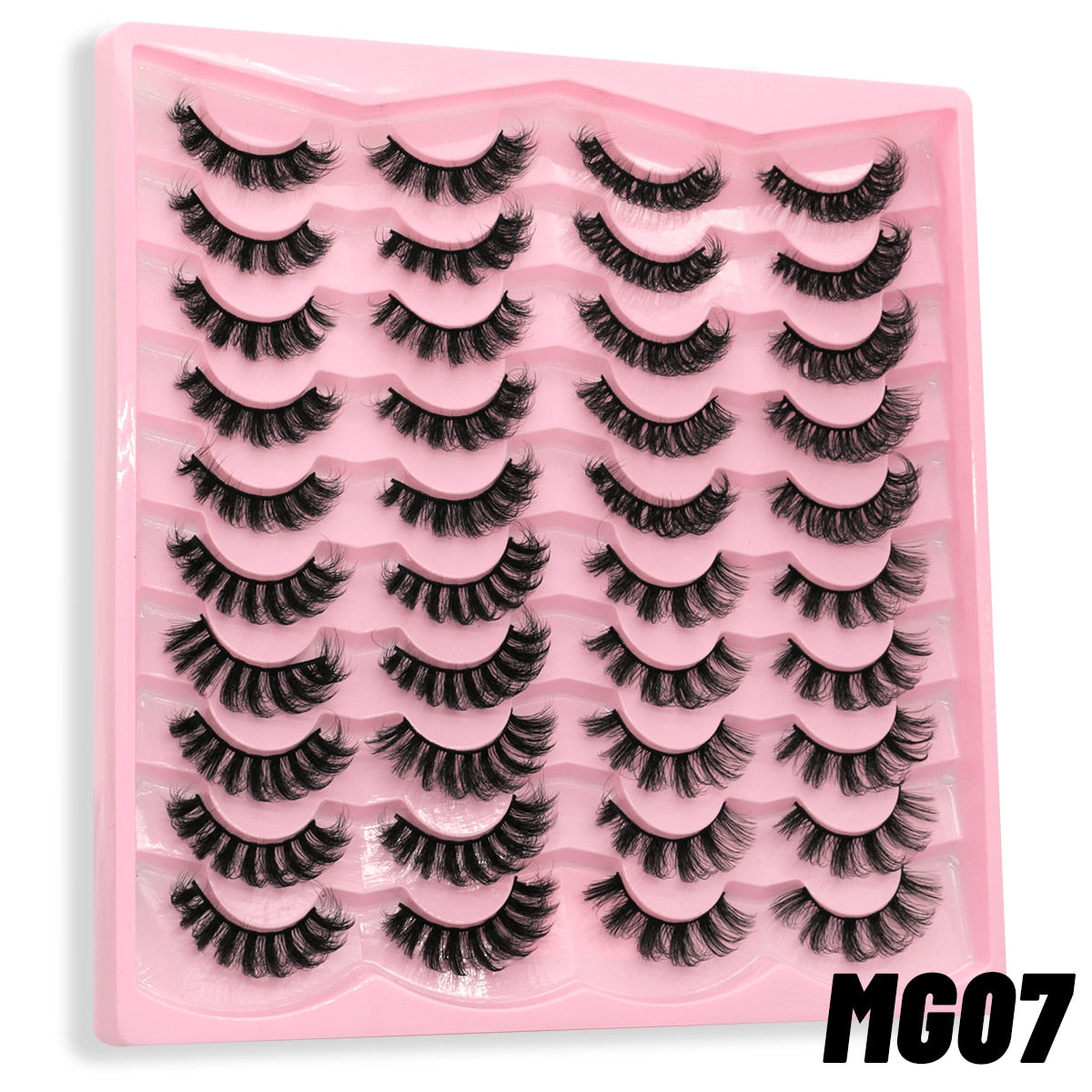 GROINNEYA 20 Pairs Russian Strip Lashes 3D Mink Lashes Natural Eyelashes Dramatic False Eyelashes Wholesale Eyelash Extension