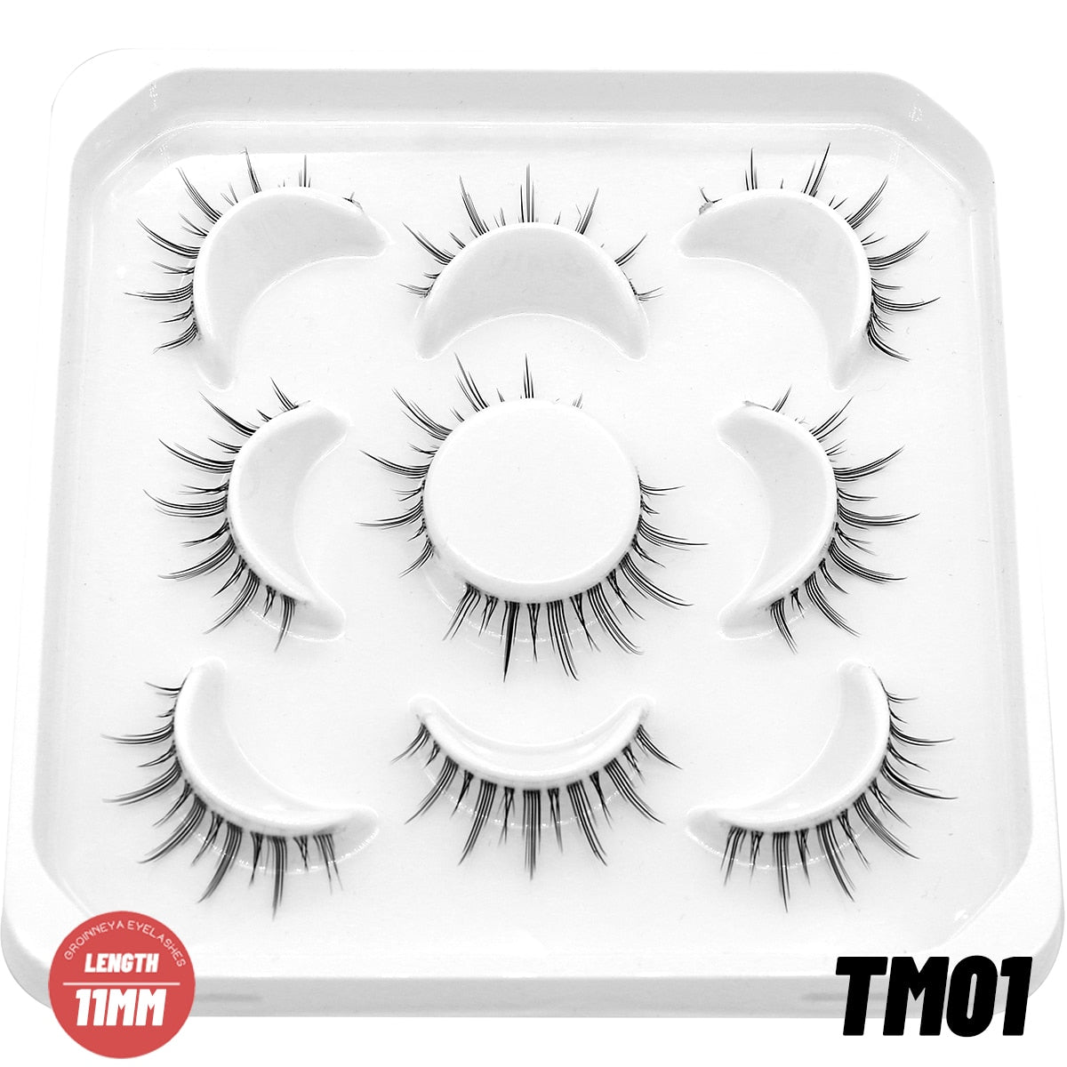 GROINNEYA 10 Pairs Natural False Eyelashes Manga Lashes 3d Faux Mink Lashes Soft Winged Natural Realistic Eyelash Extension