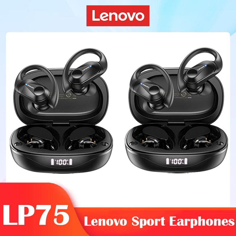 Lenovo LP75 TWS Sports Earphones Bluetooth 5.3 Wireless Headphones Waterproof HiFi Stereo Noise Reduction Earbuds with Mics