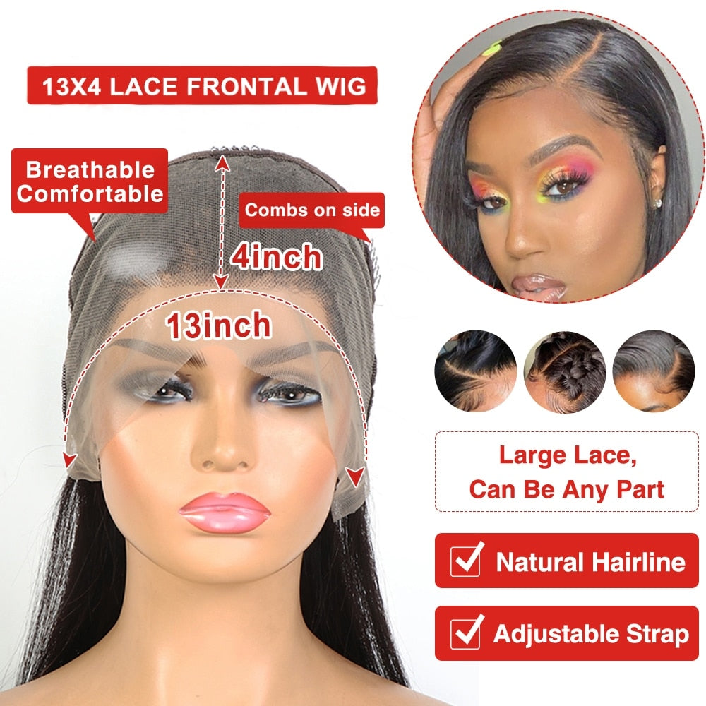 Frontal Lace Hair Wig Glueless 13x4 Bob Hd Wigs Brazilian Lace Hair Wigs for Women Pre Plucked Remy Lace Front Human Hair Wig