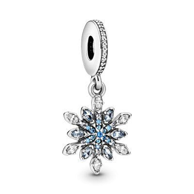 Hot selling blue series beads 925 sterling silver snowflake pumpkin car pendant fit original Pandora bracelet DIY gift