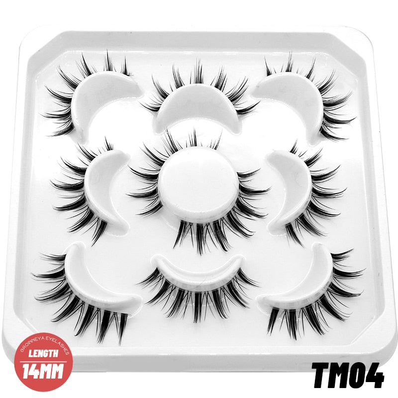 GROINNEYA 10 Pairs Natural False Eyelashes Manga Lashes 3d Faux Mink Lashes Soft Winged Natural Realistic Eyelash Extension