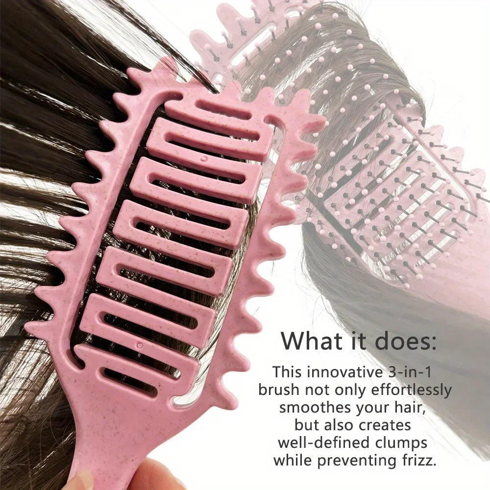 Curl Define Styling Brush Hollow Boar Bristle Detangling Hair Brush Tangled Hair Comb Shaping Defining Curls Hair Styling Tools