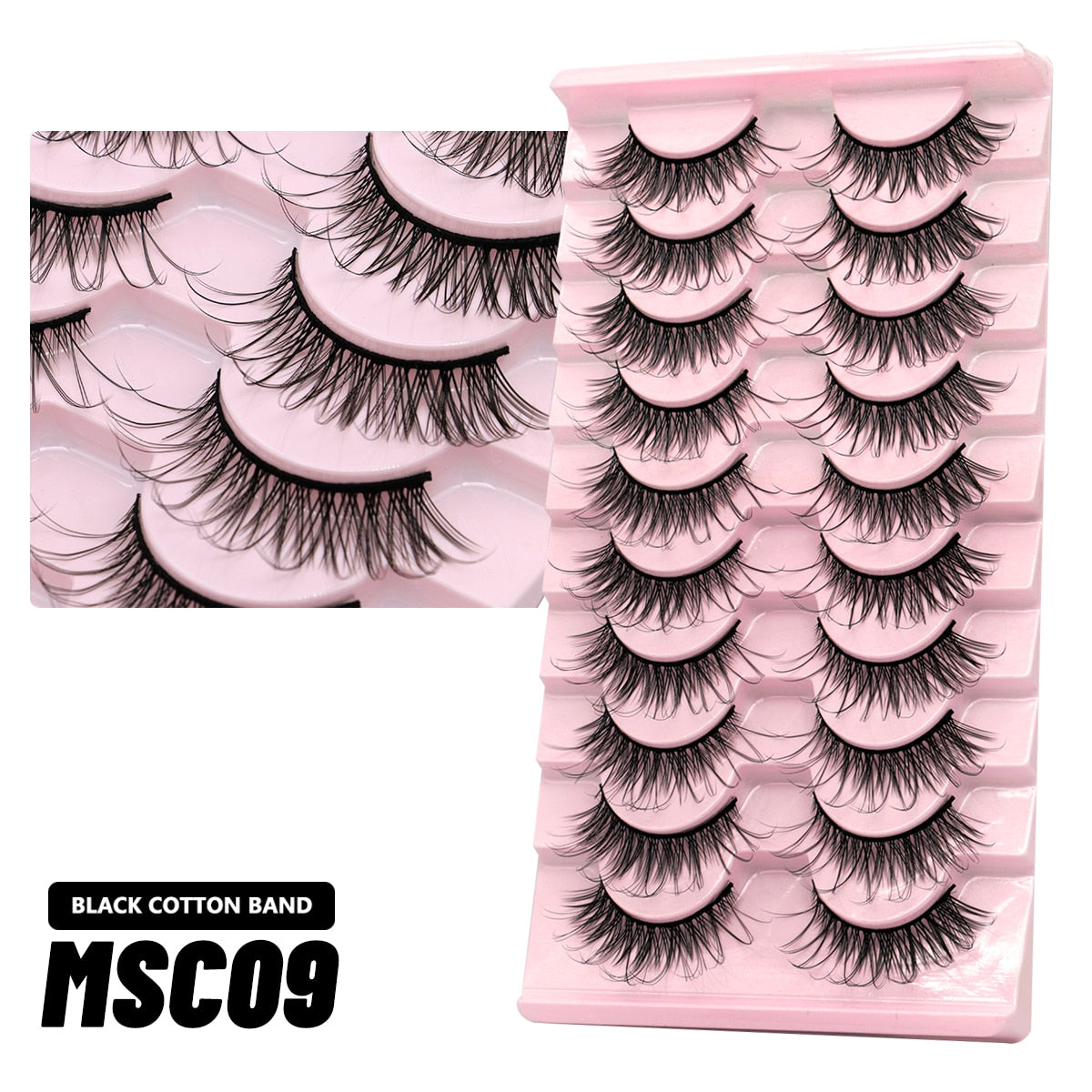 GROINNEYA 10 Pairs Natural False Eyelashes Manga Lashes 3d Faux Mink Lashes Soft Winged Natural Realistic Eyelash Extension