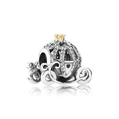 Hot sale Blue Series Beads 925 Sterling Silver Shiny Snow Pumpkin Car Pendant fit Original Pandora Bracelet DIY Jewelry