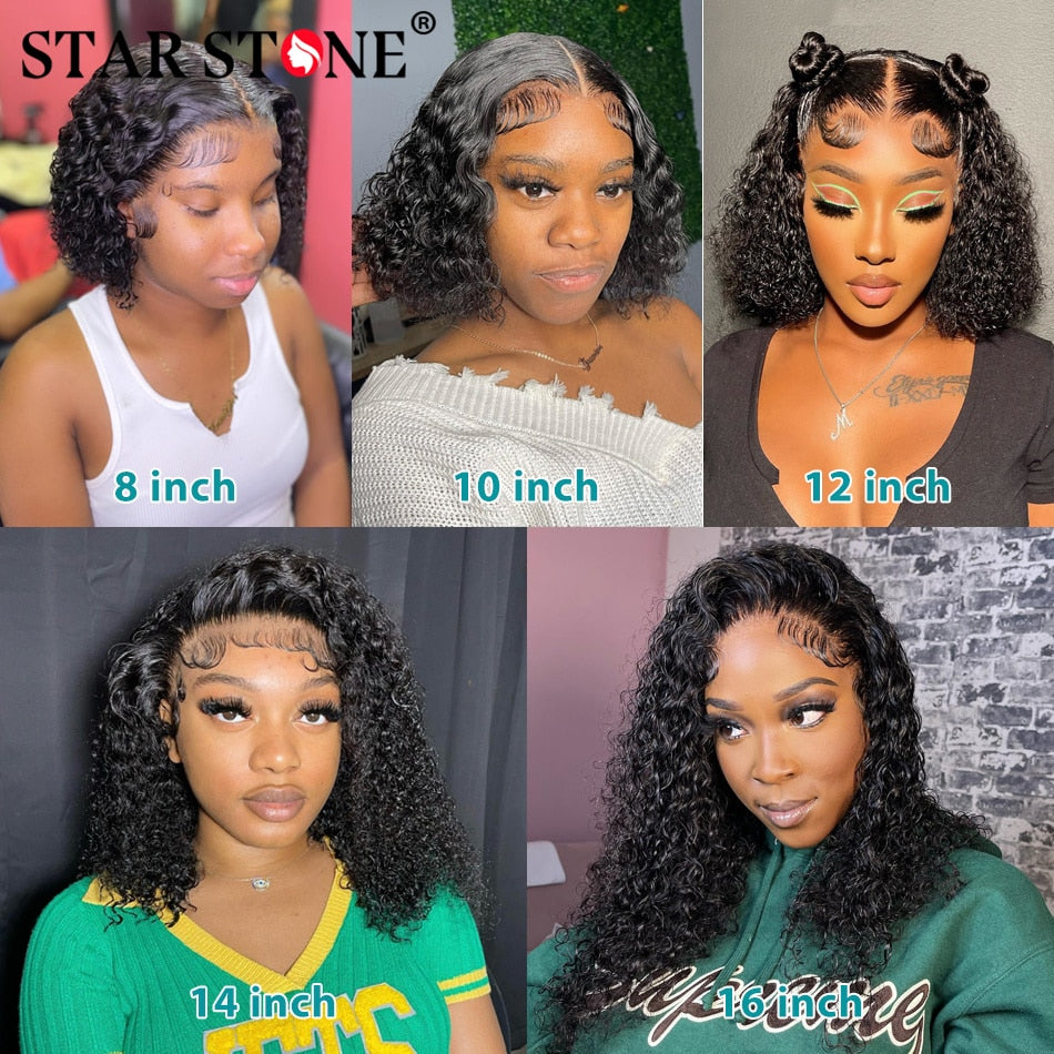 Deep Wave Bob Wig T PartLace Frontal Wig Human Hair Natural Hairline Peruvian Remy Curly Short Bob Lace Wig Preplucked Baby Hair