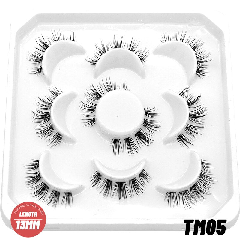 GROINNEYA 10 Pairs Natural False Eyelashes Manga Lashes 3d Faux Mink Lashes Soft Winged Natural Realistic Eyelash Extension