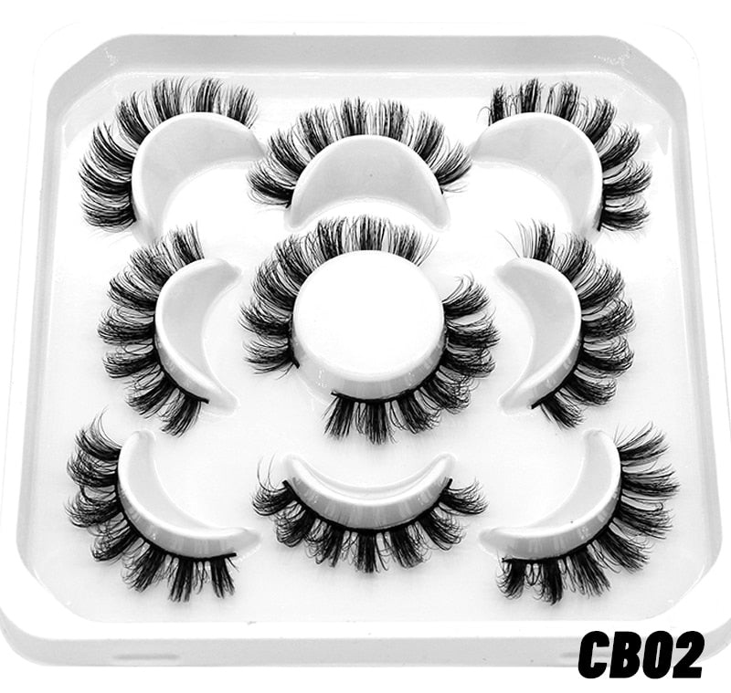 GROINNEYA 20 Pairs Russian Strip Lashes 3D Mink Lashes Natural Eyelashes Dramatic False Eyelashes Wholesale Eyelash Extension