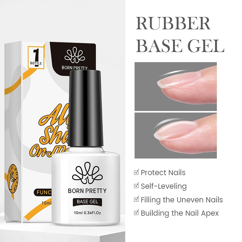 BORN PRETTY 10ml Rubber Thick Base Gel Top Reinforcement Gel Transparent Nail Prep Soak Off UV LED Nail Varnish Function Gel