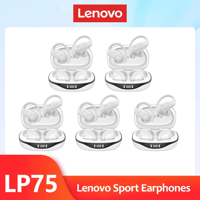 Lenovo LP75 TWS Sports Earphones Bluetooth 5.3 Wireless Headphones Waterproof HiFi Stereo Noise Reduction Earbuds with Mics