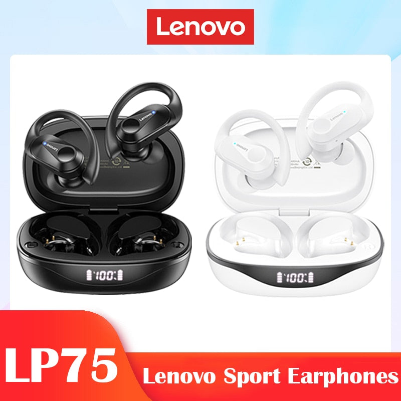 Lenovo LP75 TWS Sports Earphones Bluetooth 5.3 Wireless Headphones Waterproof HiFi Stereo Noise Reduction Earbuds with Mics