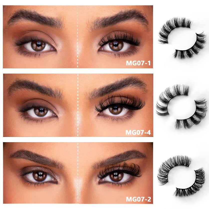 GROINNEYA 20 Pairs Russian Strip Lashes 3D Mink Lashes Natural Eyelashes Dramatic False Eyelashes Wholesale Eyelash Extension