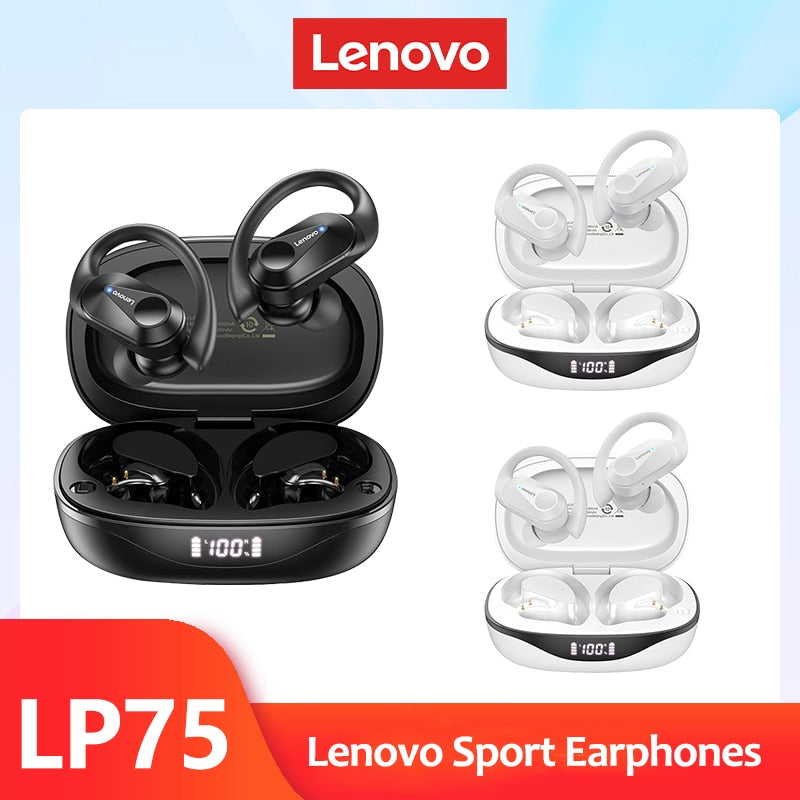 Lenovo LP75 TWS Sports Earphones Bluetooth 5.3 Wireless Headphones Waterproof HiFi Stereo Noise Reduction Earbuds with Mics