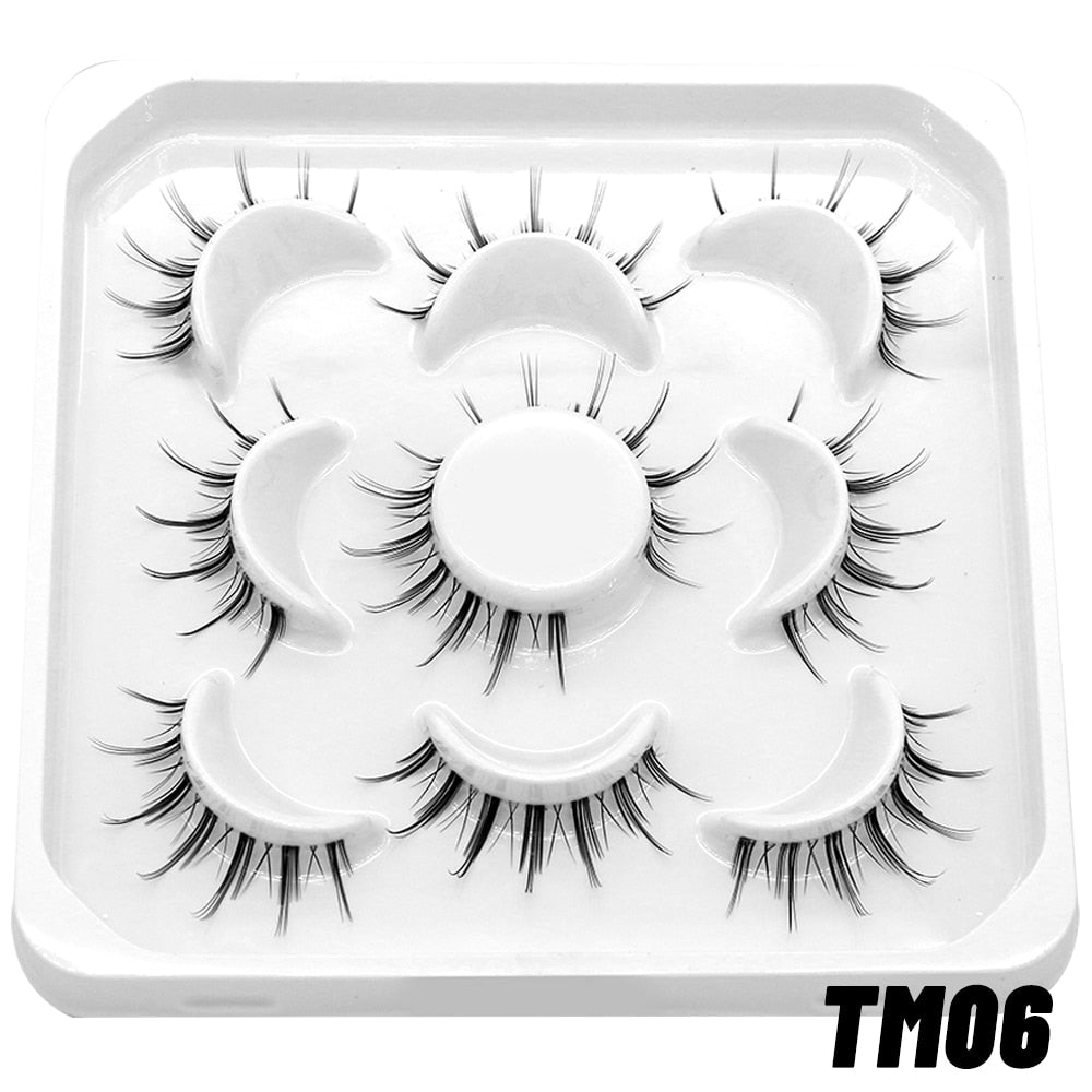 GROINNEYA 10 Pairs Natural False Eyelashes Manga Lashes 3d Faux Mink Lashes Soft Winged Natural Realistic Eyelash Extension