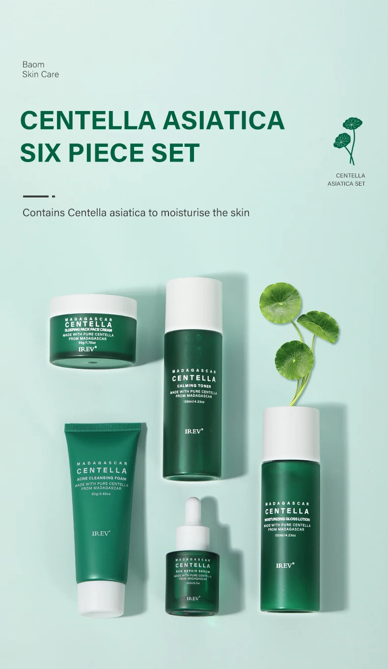 Centella Skin Care Set Facial Cleanser Sakura Essence Cream Face Serum Moisturizing Anti-Aging Whitening Korean Skincare Kit