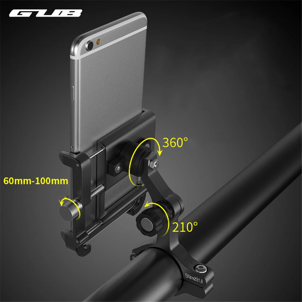 GUB PLUS11 Bicycle Motorcycle Phone Mount Aluminum Alloy Bike Phone Holder with 360° Rotation Adjustable 4 to 6.8 Inch Phone GPS