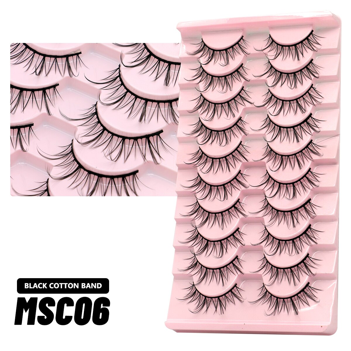 GROINNEYA 10 Pairs Natural False Eyelashes Manga Lashes 3d Faux Mink Lashes Soft Winged Natural Realistic Eyelash Extension