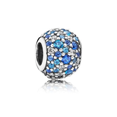 Hot sale Blue Series Beads 925 Sterling Silver Shiny Snow Pumpkin Car Pendant fit Original Pandora Bracelet DIY Jewelry