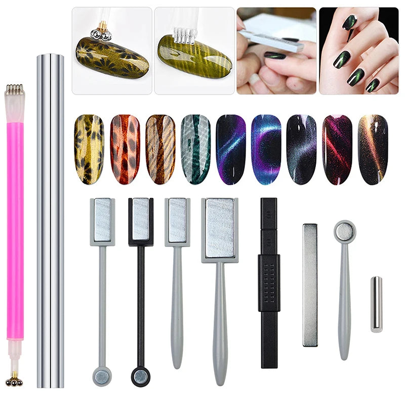 Cat Eye Magnetic Cylindrical Stick Strong Effect UV Gel Line Strip Magnetic Board Magnetic Pen For Magnetic Gel Nail Polish Tool