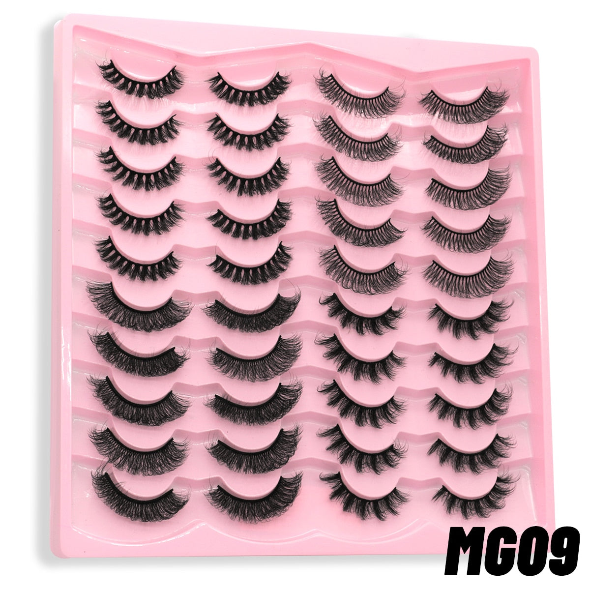 GROINNEYA 20 Pairs Russian Strip Lashes 3D Mink Lashes Natural Eyelashes Dramatic False Eyelashes Wholesale Eyelash Extension