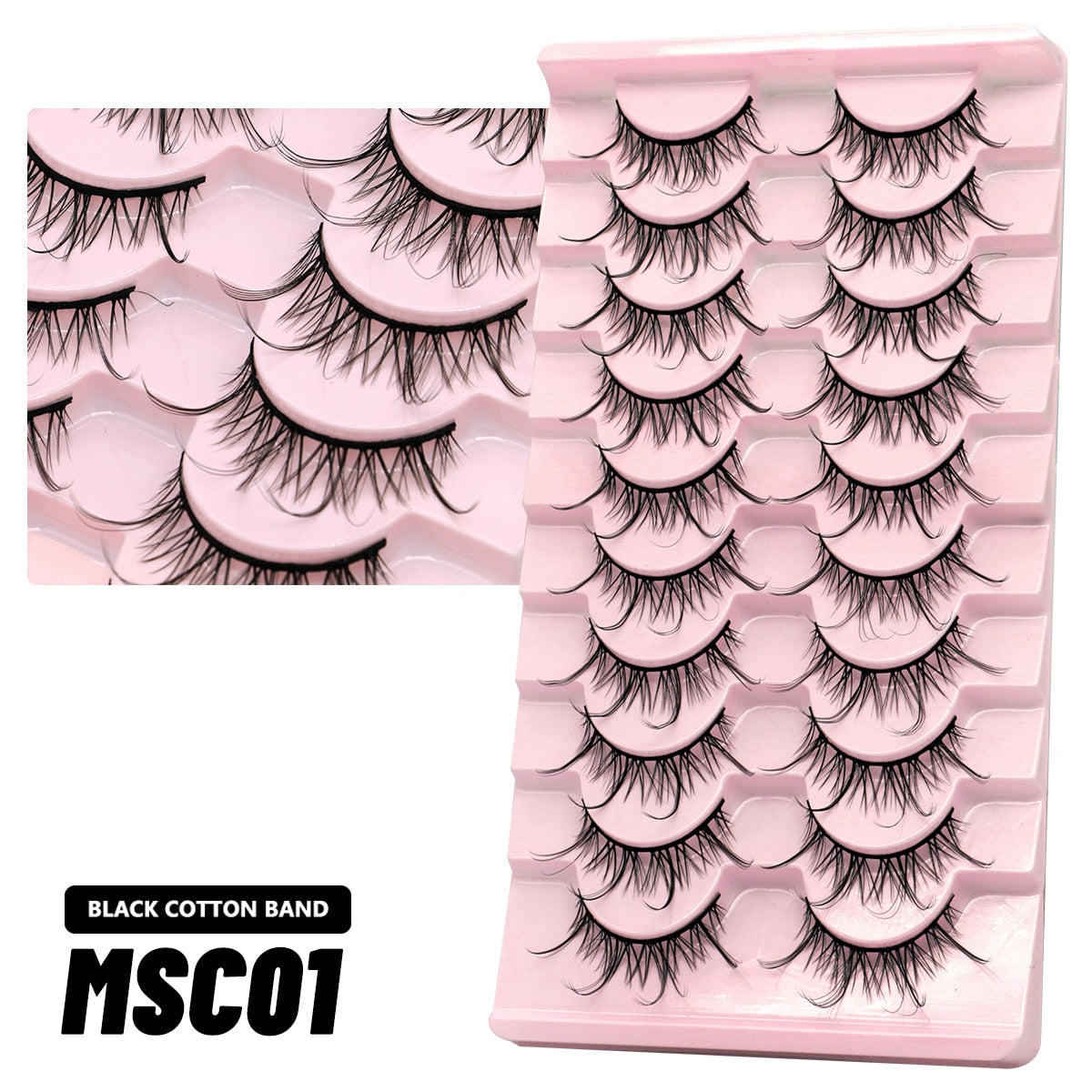 GROINNEYA 10 Pairs Natural False Eyelashes Manga Lashes 3d Faux Mink Lashes Soft Winged Natural Realistic Eyelash Extension