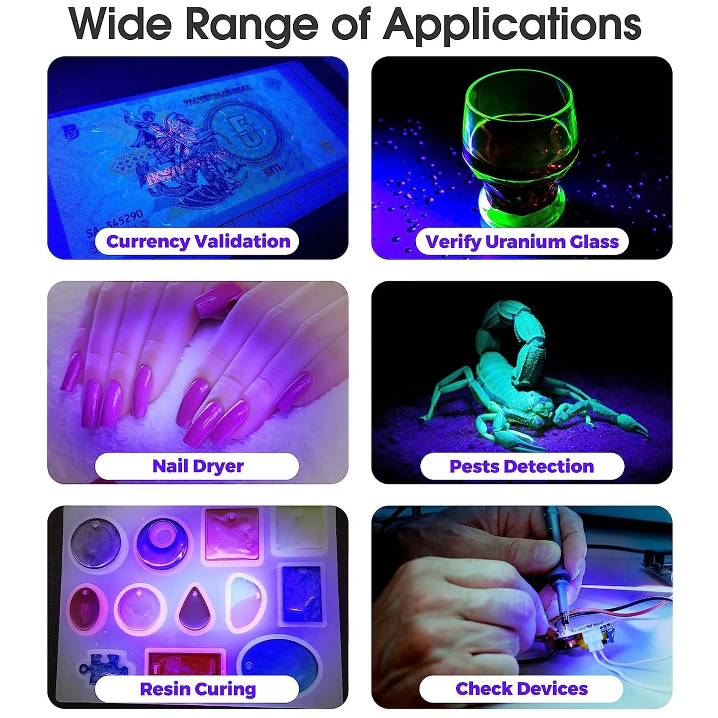 Led Ultraviolet Lights UV Nail Lamp 395nm UV Led Desk Lamp Black Light Manicure Dryer UV Curing Light for Resin Curing Nail Art