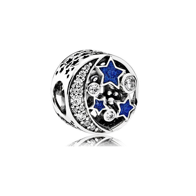 Hot sale Blue Series Beads 925 Sterling Silver Shiny Snow Pumpkin Car Pendant fit Original Pandora Bracelet DIY Jewelry