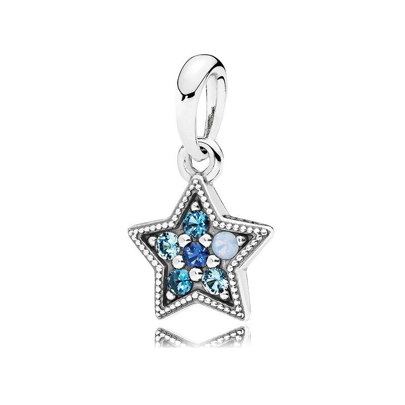 Hot selling blue series beads 925 sterling silver snowflake pumpkin car pendant fit original Pandora bracelet DIY gift