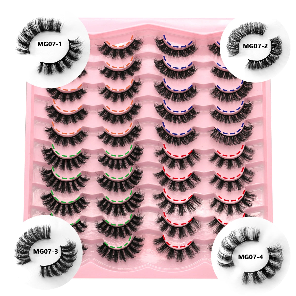 GROINNEYA 20 Pairs Russian Strip Lashes 3D Mink Lashes Natural Eyelashes Dramatic False Eyelashes Wholesale Eyelash Extension