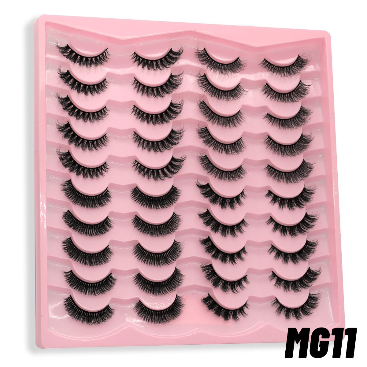 GROINNEYA 20 Pairs Russian Strip Lashes 3D Mink Lashes Natural Eyelashes Dramatic False Eyelashes Wholesale Eyelash Extension