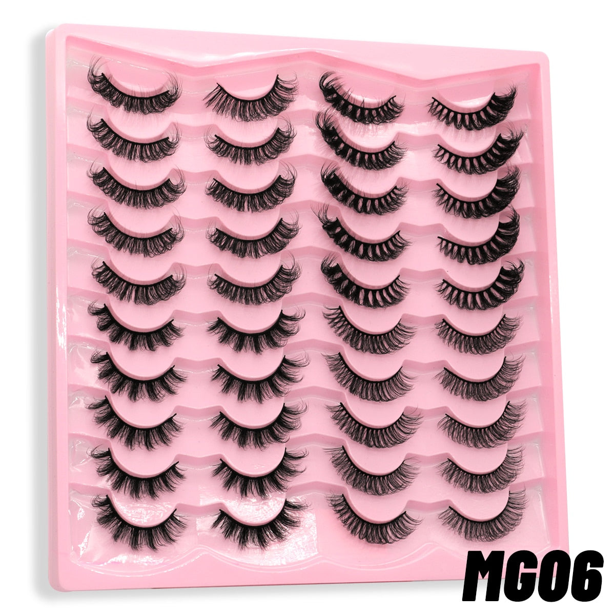 GROINNEYA 20 Pairs Russian Strip Lashes 3D Mink Lashes Natural Eyelashes Dramatic False Eyelashes Wholesale Eyelash Extension