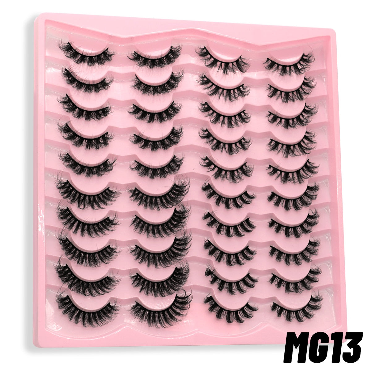 GROINNEYA 20 Pairs Russian Strip Lashes 3D Mink Lashes Natural Eyelashes Dramatic False Eyelashes Wholesale Eyelash Extension