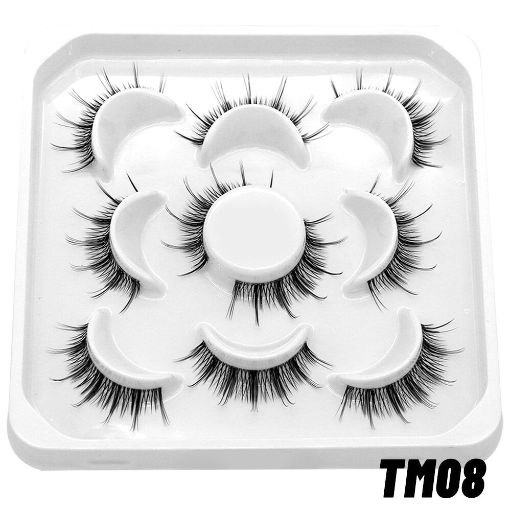 GROINNEYA 10 Pairs Natural False Eyelashes Manga Lashes 3d Faux Mink Lashes Soft Winged Natural Realistic Eyelash Extension