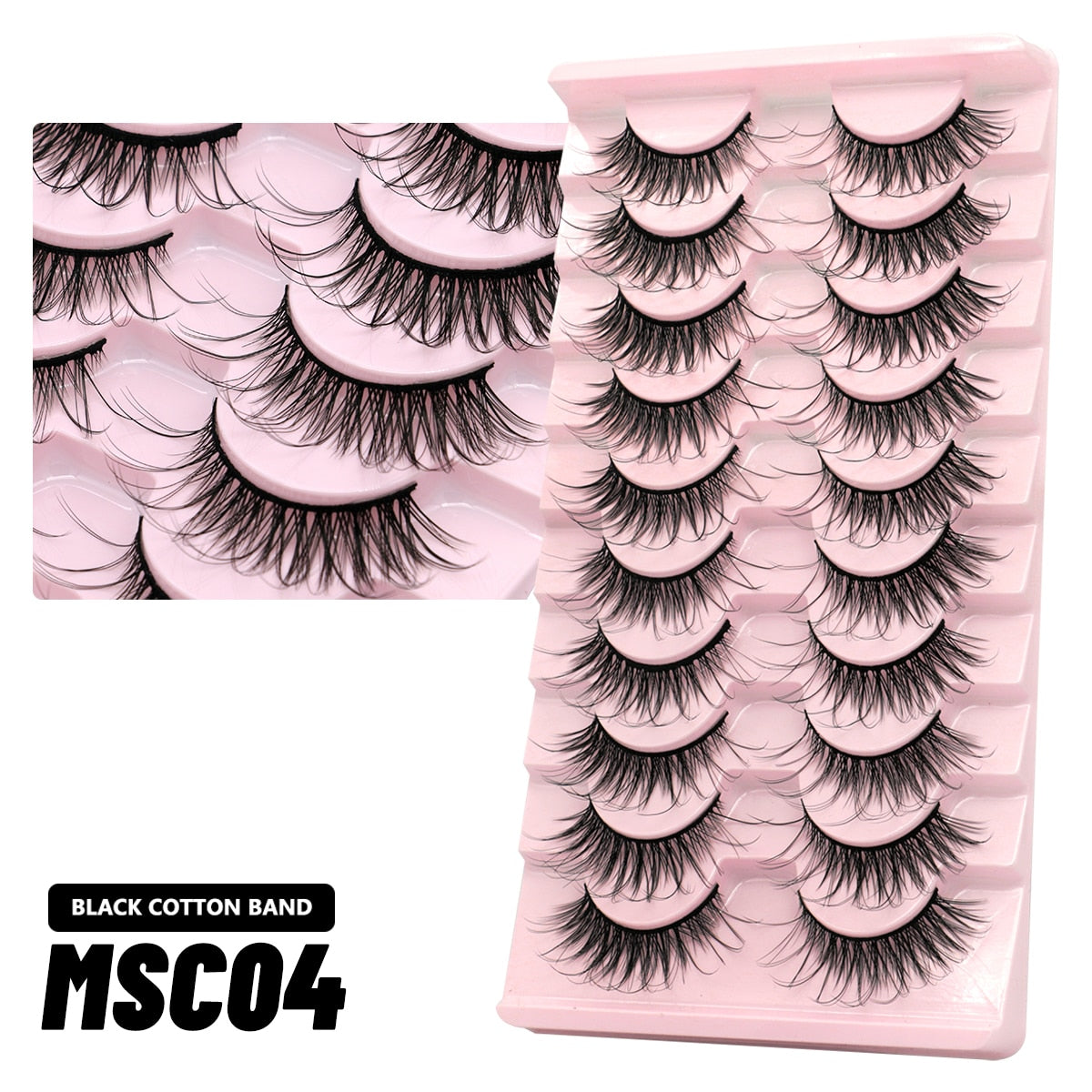 GROINNEYA 10 Pairs Natural False Eyelashes Manga Lashes 3d Faux Mink Lashes Soft Winged Natural Realistic Eyelash Extension