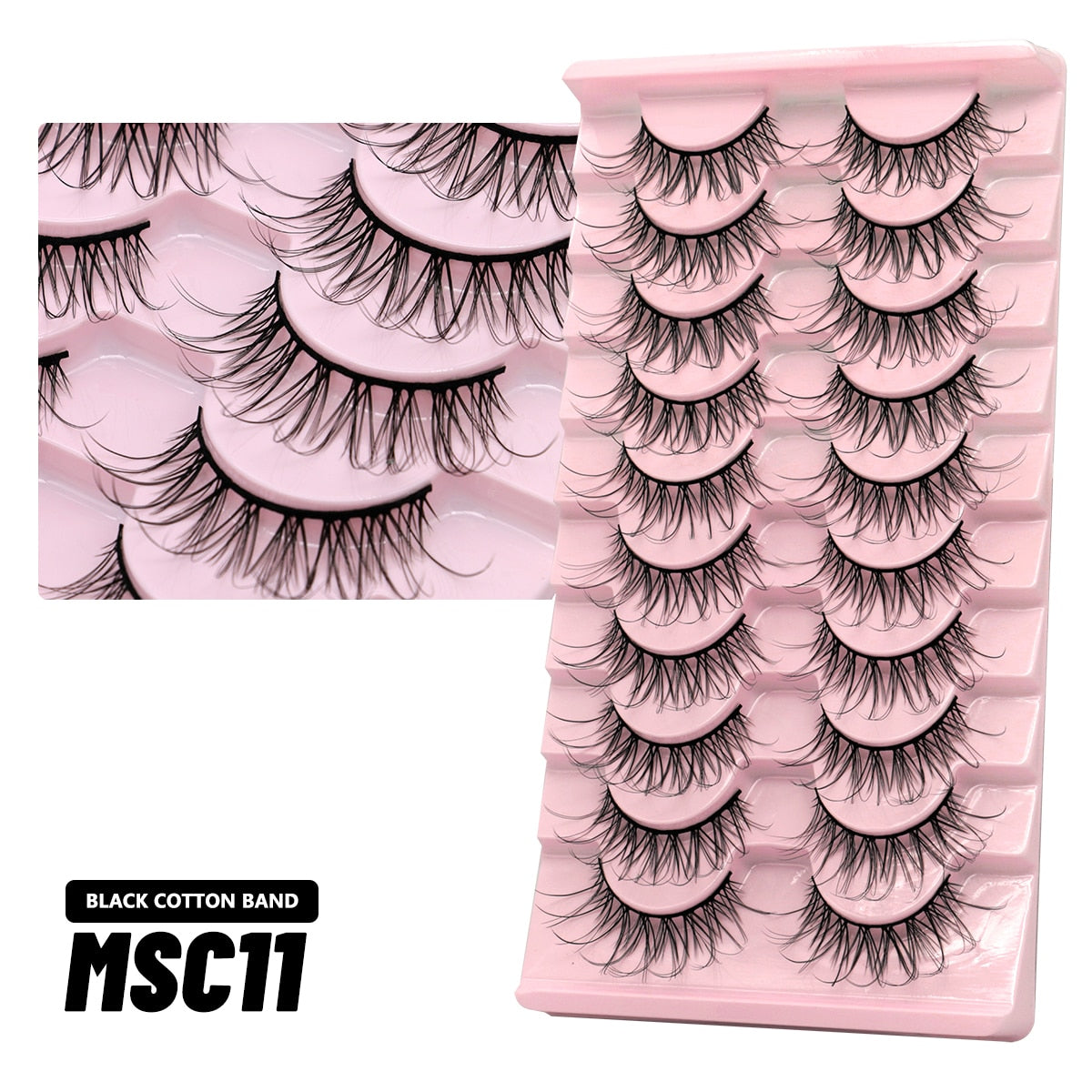 GROINNEYA 10 Pairs Natural False Eyelashes Manga Lashes 3d Faux Mink Lashes Soft Winged Natural Realistic Eyelash Extension