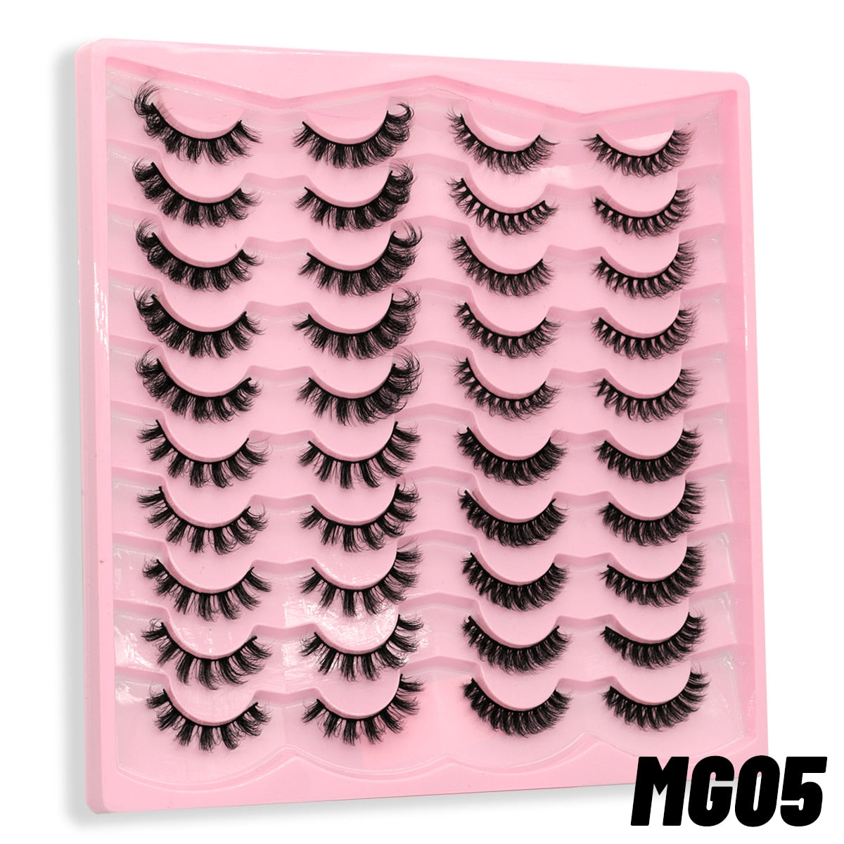 GROINNEYA 20 Pairs Russian Strip Lashes 3D Mink Lashes Natural Eyelashes Dramatic False Eyelashes Wholesale Eyelash Extension