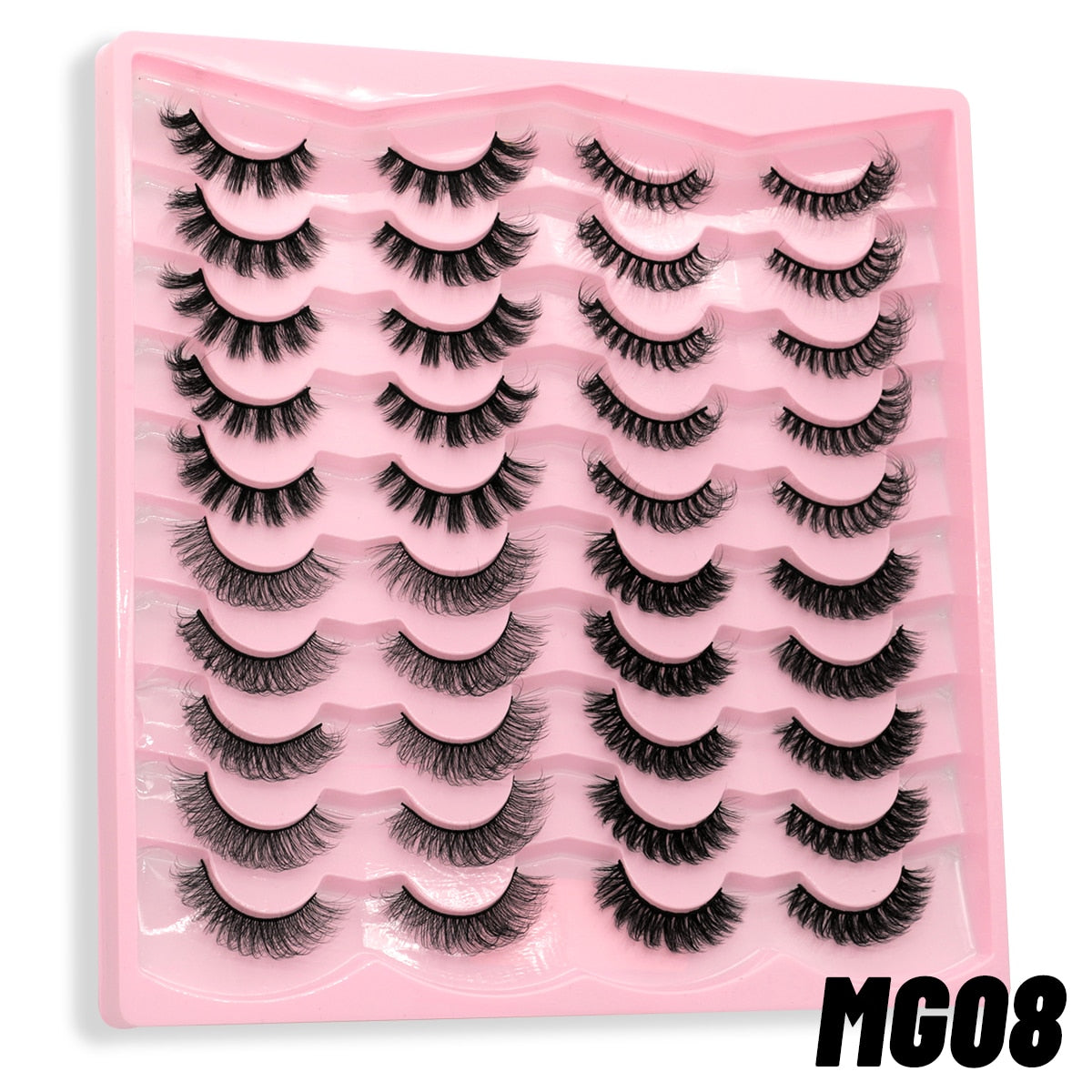 GROINNEYA 20 Pairs Russian Strip Lashes 3D Mink Lashes Natural Eyelashes Dramatic False Eyelashes Wholesale Eyelash Extension