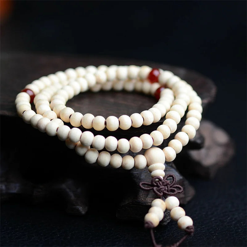 8mm Buddhist Natural Sandalwood Buddha Meditation Wood Prayer Bead Mala Bracelet Women Men 108 Beads Bangles Hanging Decoration