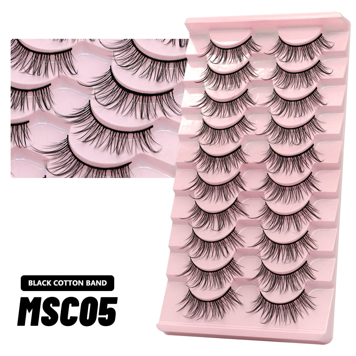 GROINNEYA 10 Pairs Natural False Eyelashes Manga Lashes 3d Faux Mink Lashes Soft Winged Natural Realistic Eyelash Extension