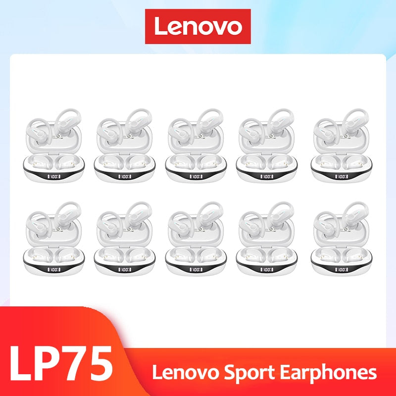 Lenovo LP75 TWS Sports Earphones Bluetooth 5.3 Wireless Headphones Waterproof HiFi Stereo Noise Reduction Earbuds with Mics