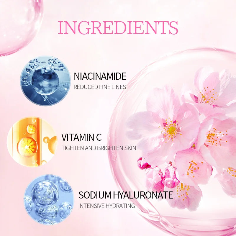 Japan Sakura Facial Cleaner Korean Face Serum Exfoliating Peeling Gel Moisturize Toner Eye Cream Sunscreen Cosmetic SkinCare Set