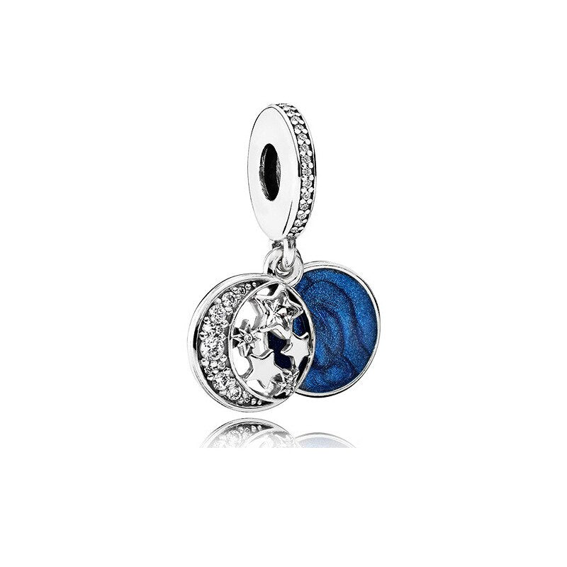 Hot sale Blue Series Beads 925 Sterling Silver Shiny Snow Pumpkin Car Pendant fit Original Pandora Bracelet DIY Jewelry