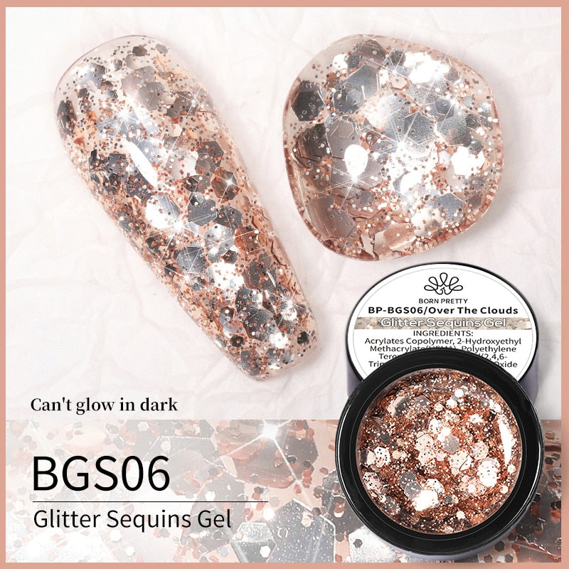 BORN PRETTY Sparkling Metallic Painting Gel Polish Soak Off Gel Nail Polish Flower Drawing Gold Silver Mirror Glitter UV Gel 5ml