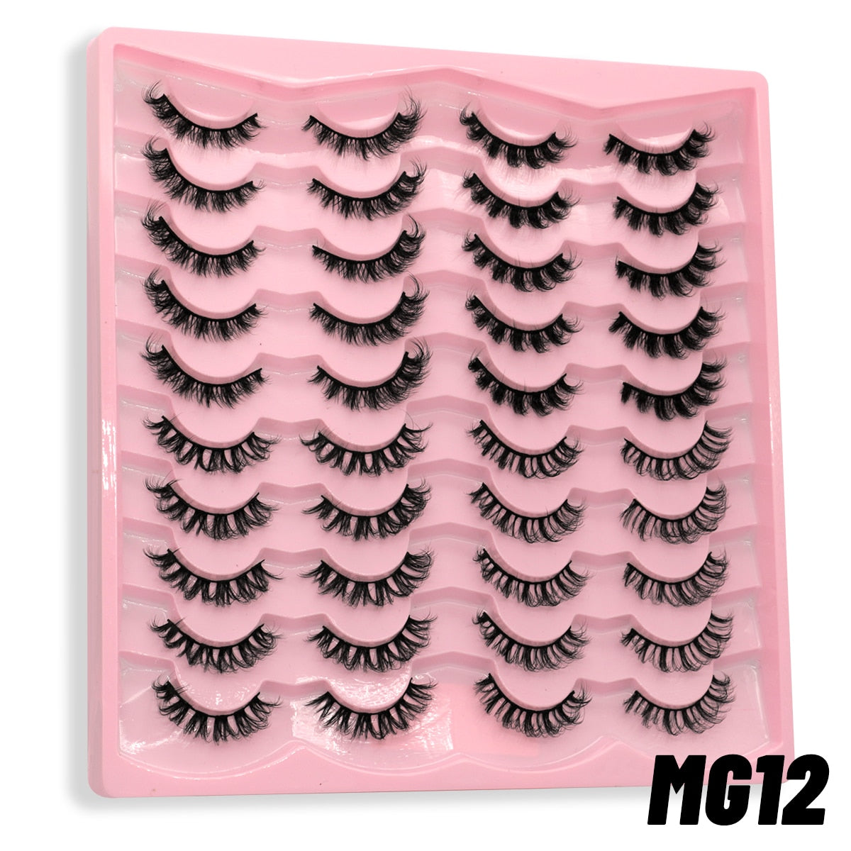 GROINNEYA 20 Pairs Russian Strip Lashes 3D Mink Lashes Natural Eyelashes Dramatic False Eyelashes Wholesale Eyelash Extension